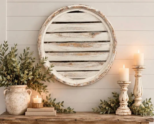 Extra Large Rustic Farmhouse Round Reclaimed Wood Wall Decor