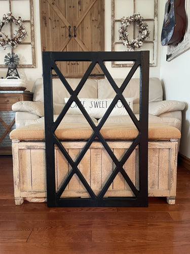 Large Rustic Farmhouse Distressed Wooden Diamond Windowpane Wall Decor