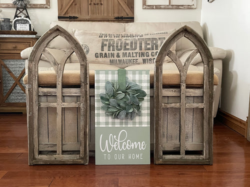 Farmhouse Wood Welcome To Our Home Sign Including Two Wood Arch Wall Decor Set Of Three