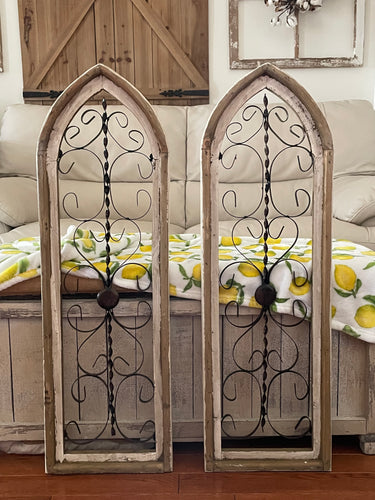 Reserved For Laura Large Rustic Farmhouse Wood And Metal Cathedral Arch Wall Decor Set