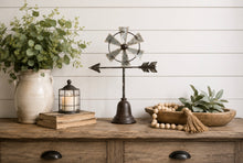 Load image into Gallery viewer, Rustic Metal Windmill Tabletop Decor with Arrow