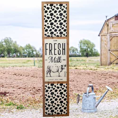 Rustic Farmhouse Painted Wood Cow Print Wall Decor