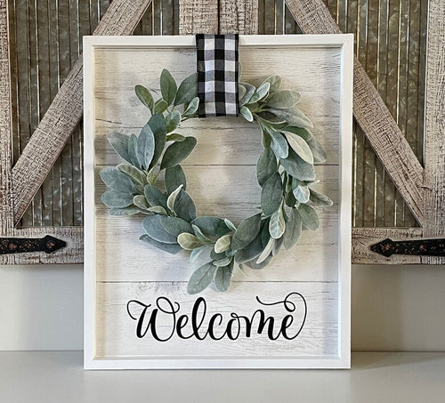 Welcome Farmhouse Wall Decor Sign Including Wreath