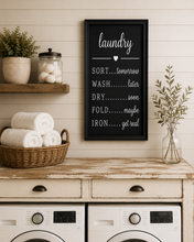 Load image into Gallery viewer, Farmhouse Laundry Decor | Laundry Rules Sign | Funny Laundry Room Wall Art |