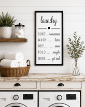 Load image into Gallery viewer, Farmhouse Laundry Decor | Laundry Rules Sign | Funny Laundry Room Wall Art |