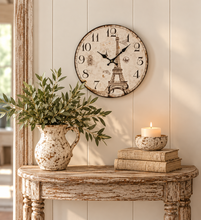Load image into Gallery viewer, Vintage Paris Eiffel Tower Wall Clock – Rustic French Country Farmhouse Decor