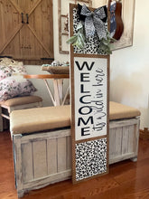 Load image into Gallery viewer, Welcome It's Wild in Here Porch Leaner Sign | Leopard Print Farmhouse Decor