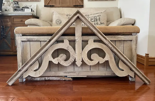 Large Rustic French Country Reclaimed Wood Gable Wall Decor