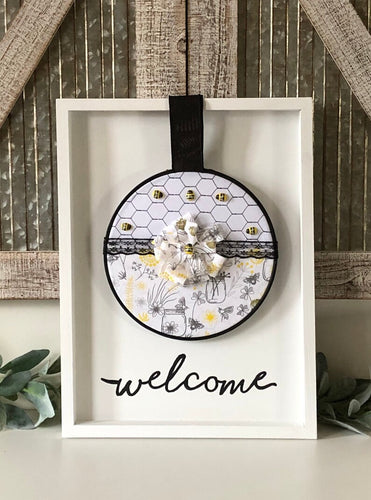 Farmhouse Bee Wood Welcome Wall Decor Sign Wall Art Including Wreath