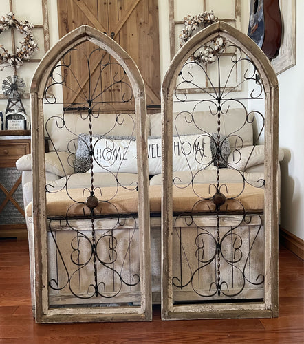Large Rustic Farmhouse Wood And Metal Cathedral Arch