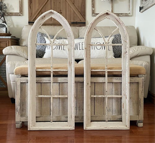 Rustic Farmhouse Wood And Metal Cathedral Arch Wall Decor