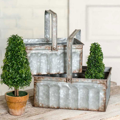 Corrugated Metal Basket With Handles