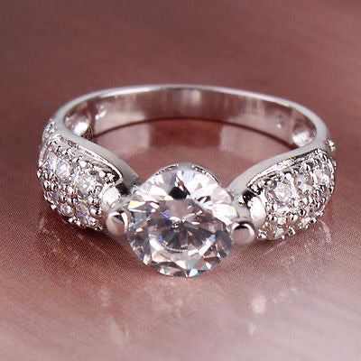 Solitaire White Gold Filled Ring