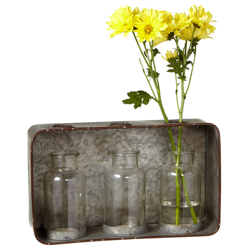 Galvanized Metal Hanging Vase Wall Decor