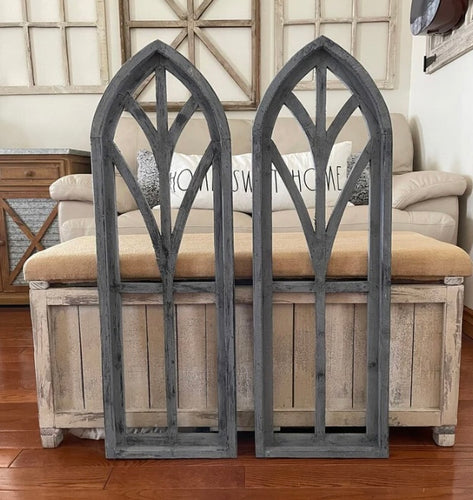 Rustic Farmhouse Wood Cathedral Arch Wall Decor Set Of Two