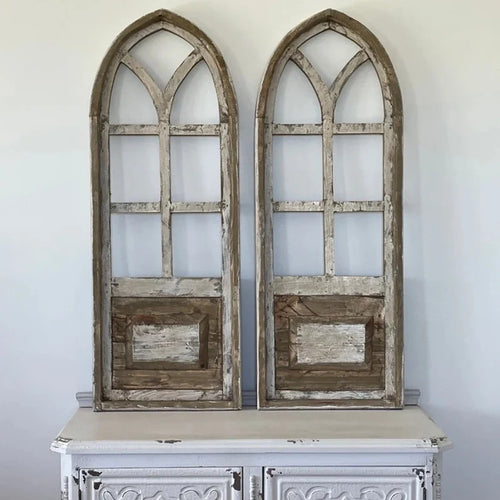 Rustic Farmhouse Wood Cathedral Open Arch Wall Decor