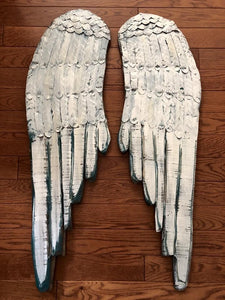 Large Wood And Metal Angel Wings