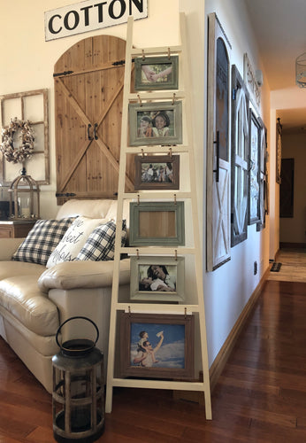 Large Leaning Wood Collage Ladder