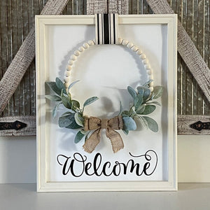 Welcome Farmhouse Wall Decor Sign Including Wreath