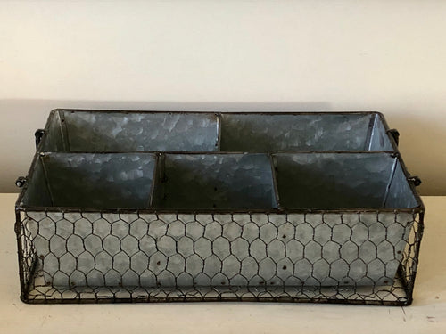 Metal Caddy With Chicken Wire