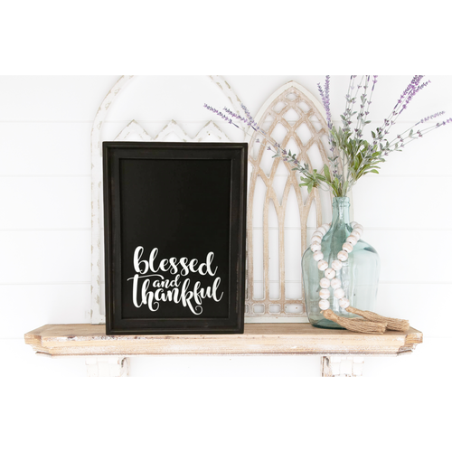 Blessed and thankful framed chalkboard