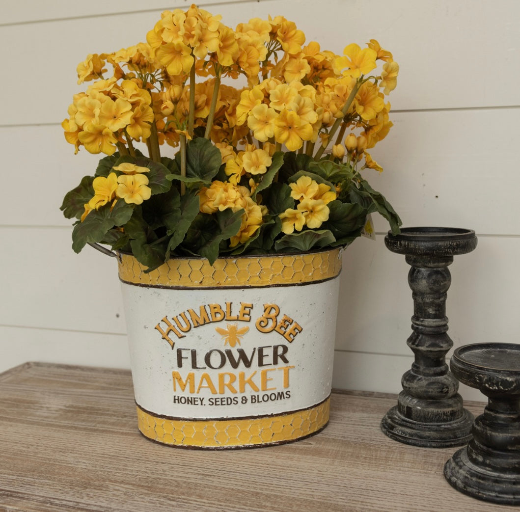 Farmhouse Flower Market / Bee Metal Bucket