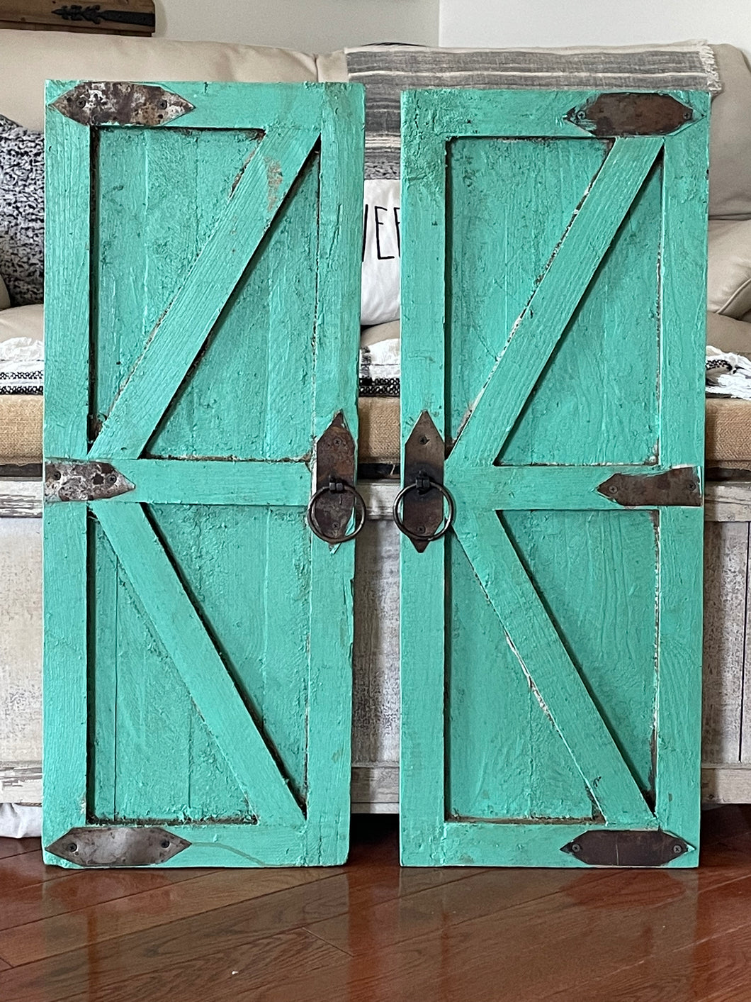 Rustic Farmhouse Wood Decorative Barn Door Set Of Two