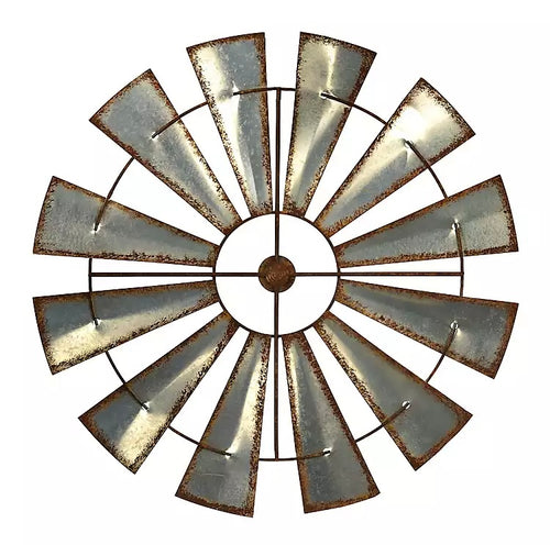 Galvanized metal windmill