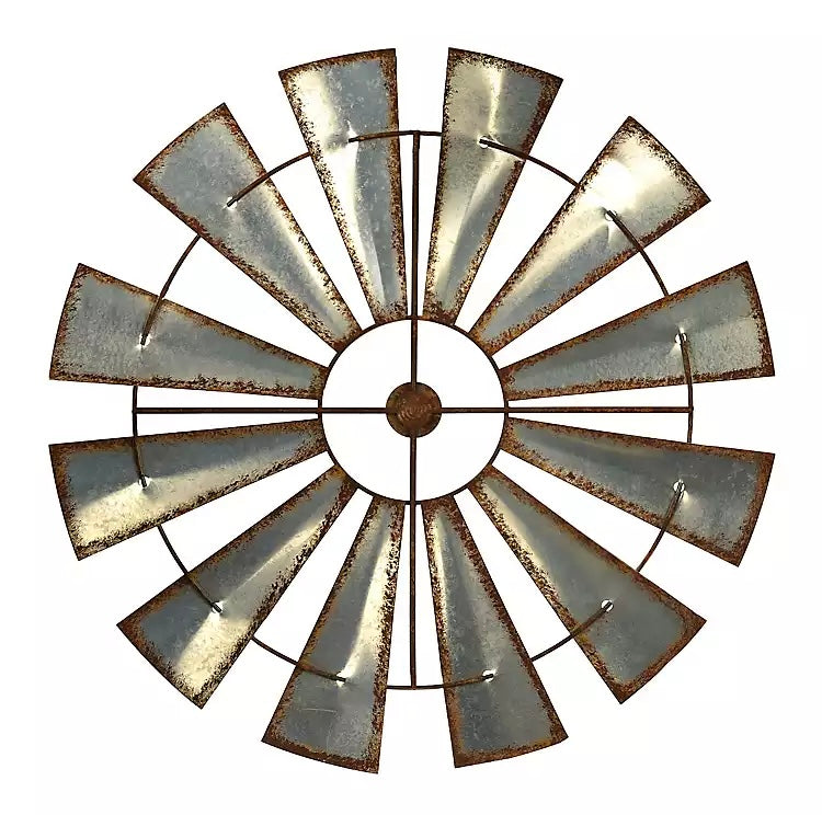 Galvanized metal windmill