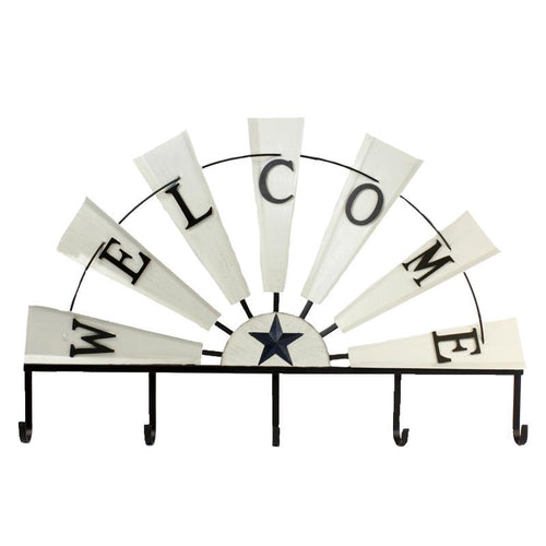 Welcome Metal Windmill With Hooks