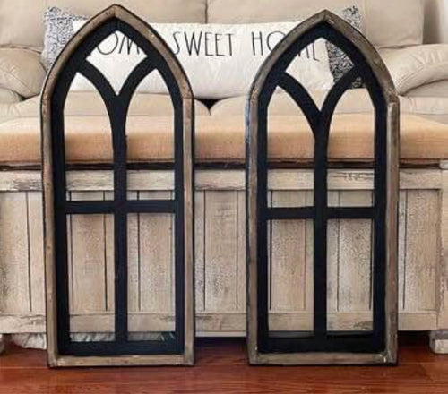 Rustic Farmhouse Cathedral Arch Wood Wall Decor Set Of Two