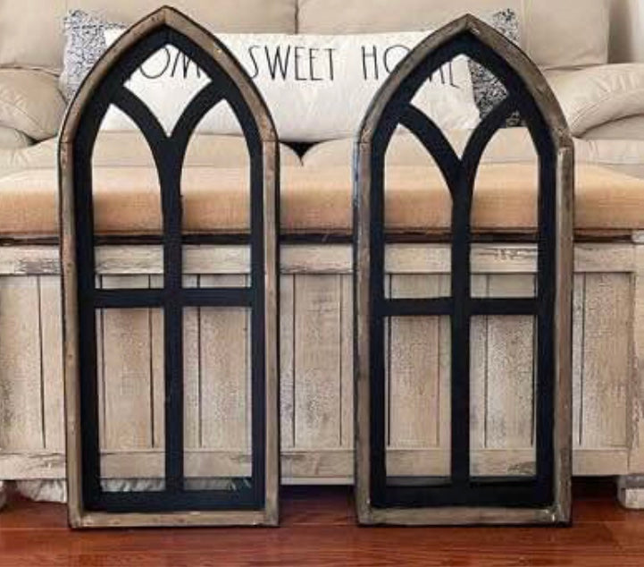 Rustic Farmhouse Cathedral Arch Wood Wall Decor Set Of Two