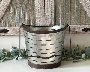Galvanized Metal Olive Basket