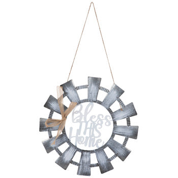 Bless This Home Metal Windmill Wall Decor