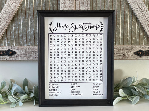 Home Sweet Home Word Search Wall Decor