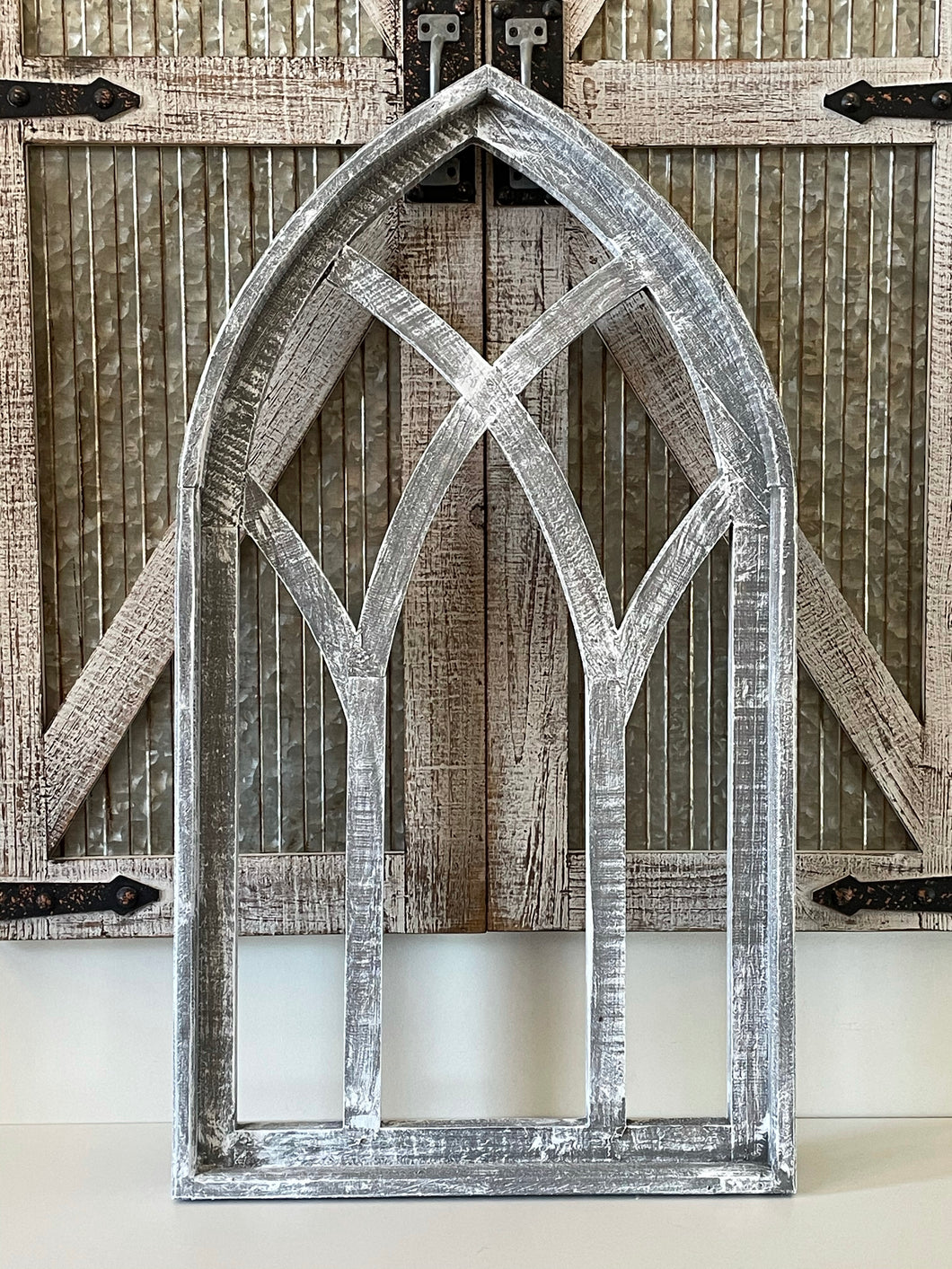 Distressed Open Arch Wood Wall Decor