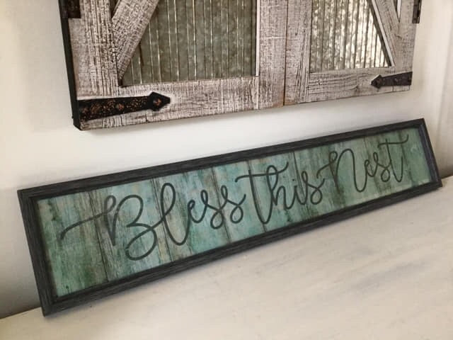 Bless This Nest Encased In Glass Framed Wall Decor