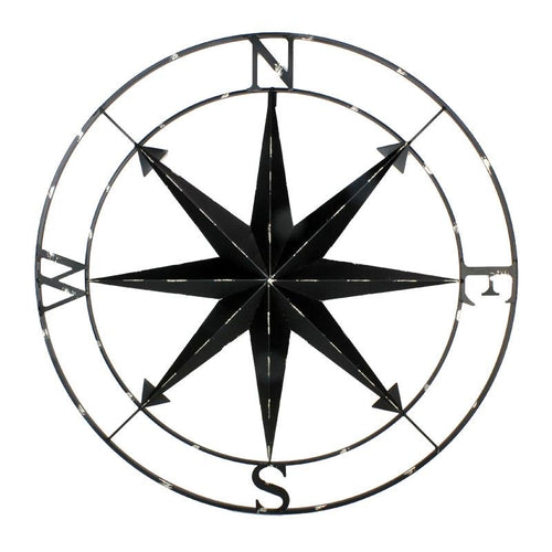 Large Black Metal Wall Compass