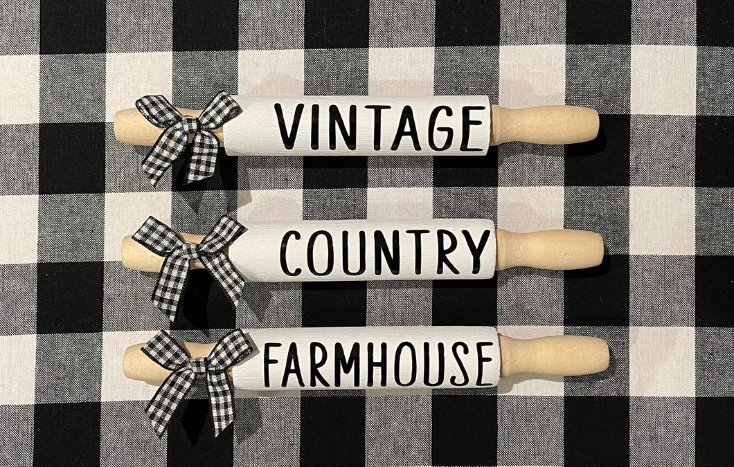 Farmhouse Tiered Tray Mini Rolling Pin Set Of Three
