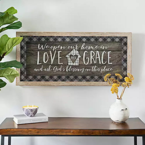 Love And Grace Framed Glass Wall Decor