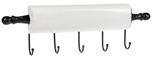 Black & White Enamel Rolling Pin Wall Hook