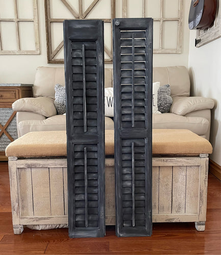 Set Of Two Vintage Distressed Shutter Wall Decor