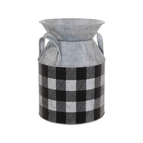 Buffalo Check Metal Milk Can