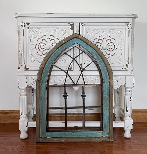 Rustic Farmhouse Cathedral Wood And Metal Arch Wall Decor