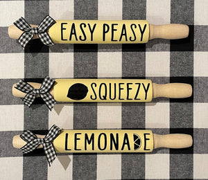 Easy Peasy, Lemon Squeezy, Lemonade Three Piece Mini Rolling Pin Tier Tray Set
