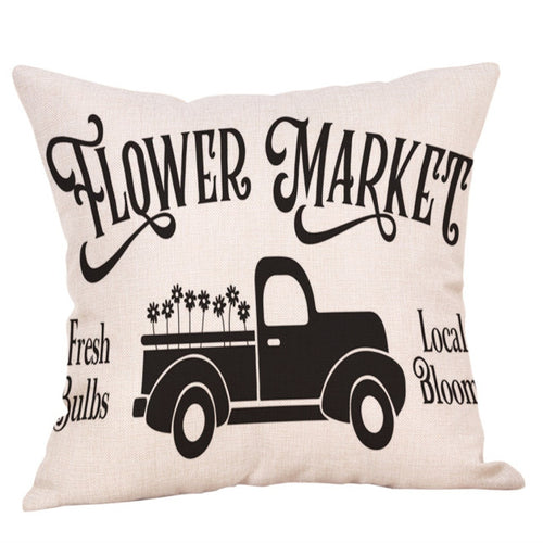 Flower Market Truck Pillow Cover