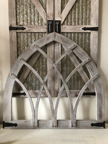 Large Distressed Open Arch Wood Wall Decor