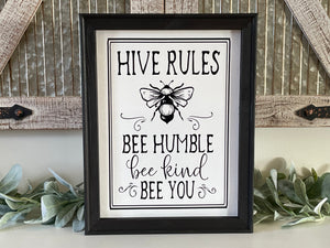 Hive Rules, Bee Humble, Bee Kind, Bee You Farmhouse Wall Decor