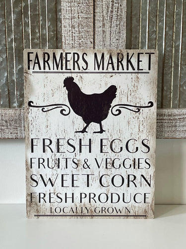 Farmers market metal sign (can stand or be hung on the wall)