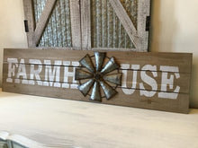 Load image into Gallery viewer, Farmhouse With Galvanized Metal Windmill Wood Wall Decor